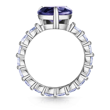 Кольцо из серебра с кварцем, фианитом