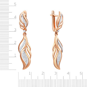 Серьги с английским замком из красного золота с фианитом