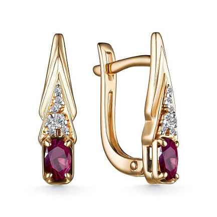 Серьги с английским замком из красного золота с бриллиантами