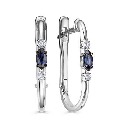 Серьги с английским замком из белого золота с бриллиантами