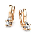 Серьги с английским замком из красного золота с бриллиантами