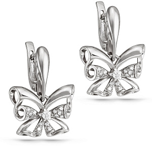 Серьги с английским замком из серебра с фианитами