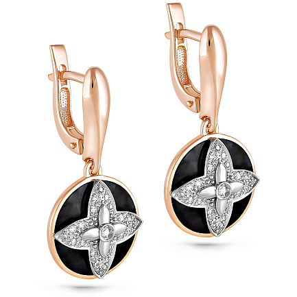 Серьги с английским замком из красного золота с бриллиантами