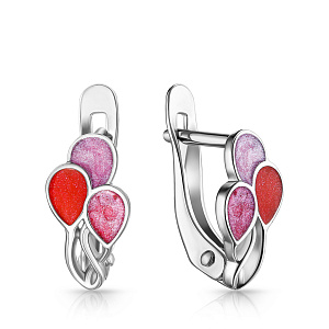 Серьги детские из серебра с эмалью