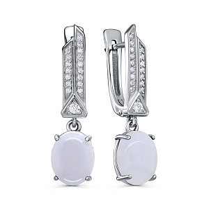 Серьги с английским замком из серебра с агатами