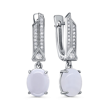 Серьги с английским замком из серебра с агатами