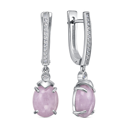 Серьги с английским замком из серебра с фианитами