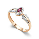 Кольцо из красного золота с бриллиантами, рубином