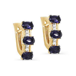 Серьги с английским замком из желтого золота