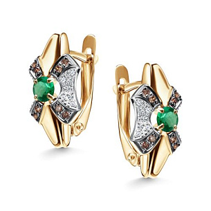 Серьги с английским замком из желтого золота с бриллиантом