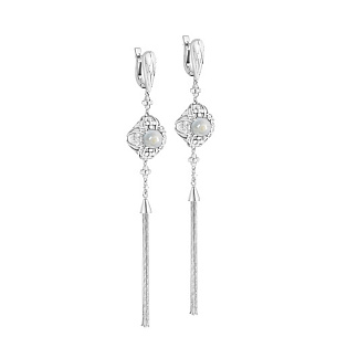 Серьги с английским замком из белого золота с агатом