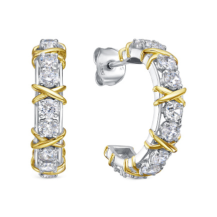 Серьги с английским замком из серебра с фианитами