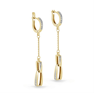 Серьги с английским замком из желтого золота с бриллиантом