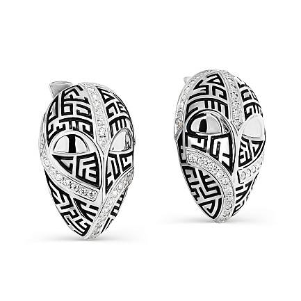 Серьги с английским замком из серебра с фианитами