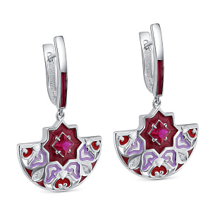 Серьги с английским замком из серебра с фианитом