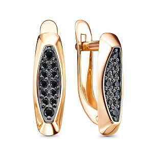 Серьги с английским замком из красного золота с фианитом