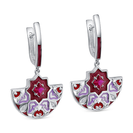 Серьги с английским замком из серебра с фианитами