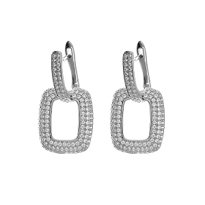 Серьги с английским замком из серебра с фианитом