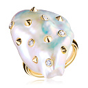 Кольцо из желтого золота с бриллиантами, жемчугом