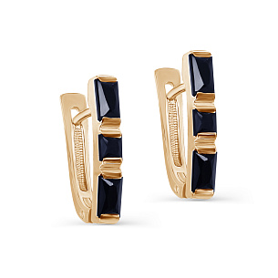 Серьги с английским замком из красного золота с сапфиром