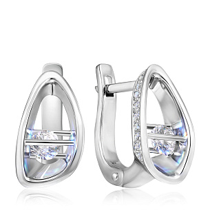 Серьги с английским замком из белого золота с бриллиантом