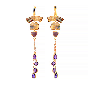 Серьги с английским замком из серебра с аметистом