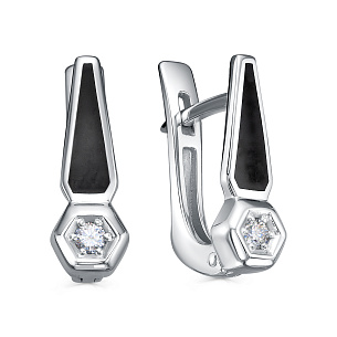 Серьги с английским замком из белого золота с бриллиантом