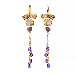 Серьги с английским замком из серебра с аметистом