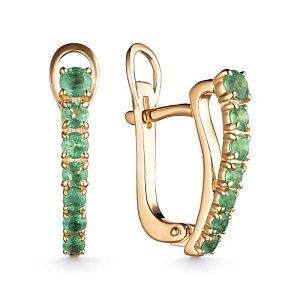 Серьги из красного золота с изумрудами