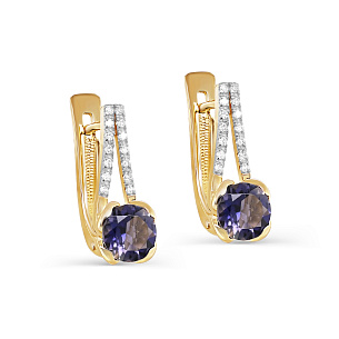 Серьги с английским замком из желтого золота