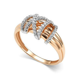 Кольцо из красного золота с бриллиантом