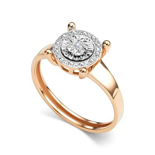 Кольцо из красного золота с бриллиантом