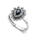 Кольцо из белого золота с бриллиантами, сапфиром