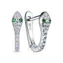 Серьги с английским замком из серебра с фианитами