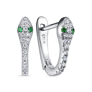 Серьги с английским замком из серебра с фианитами