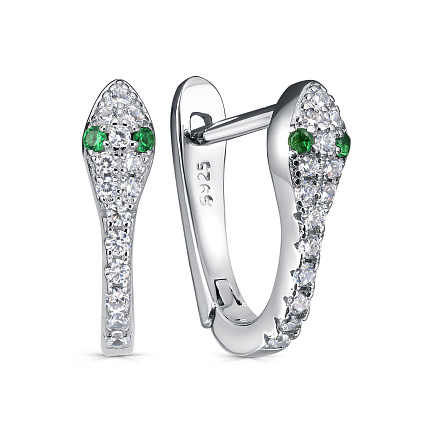 Серьги с английским замком из серебра с фианитами