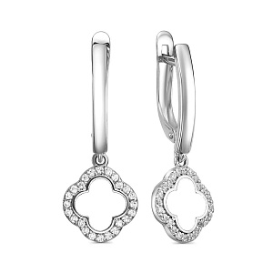 Серьги с английским замком из серебра с фианитами