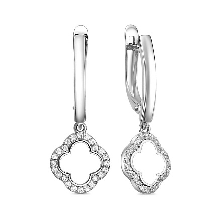 Серьги с английским замком из серебра с фианитами