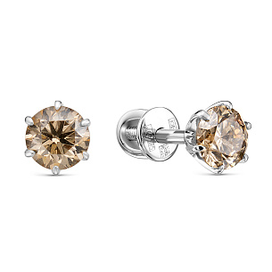 Пусеты из белого золота с бриллиантами