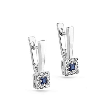 Серьги с английским замком из белого золота с бриллиантами