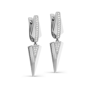 Серьги с английским замком из серебра с фианитом