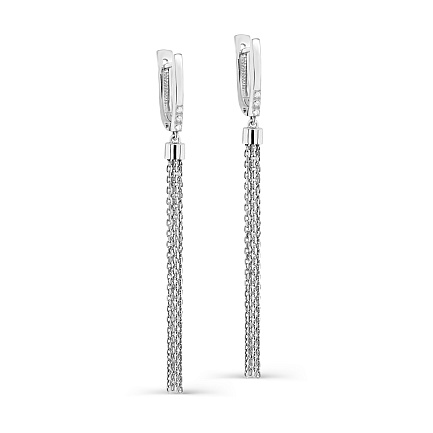 Серьги с английским замком из белого золота с бриллиантами