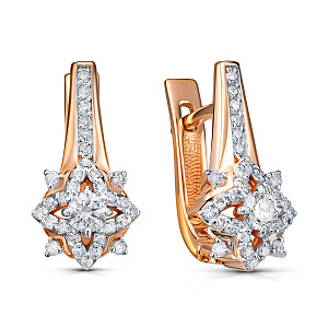 Серьги с английским замком из красного золота с бриллиантами