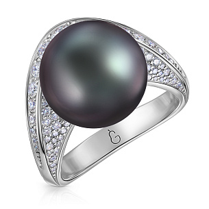 Кольцо из белого золота с жемчугом