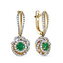 Серьги с английским замком из желтого золота с бриллиантами