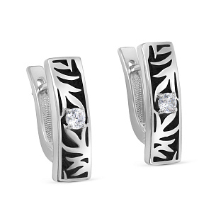 Серьги с английским замком из серебра с фианитом