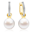 Серьги из желтого золота с бриллиантами, жемчугом