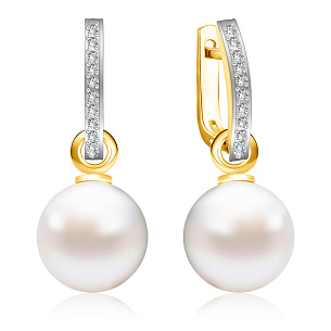 Серьги из желтого золота с жемчугом