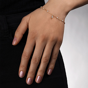 Браслет декоративный из желтого золота с фианитом