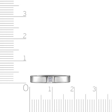 Кольцо обручальное из белого золота с бриллиантом